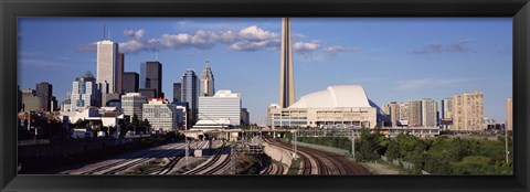 Framed Buildings in a city, CN Tower, Toronto, Ontario, Canada Print