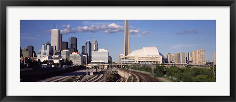 Framed Buildings in a city, CN Tower, Toronto, Ontario, Canada Print
