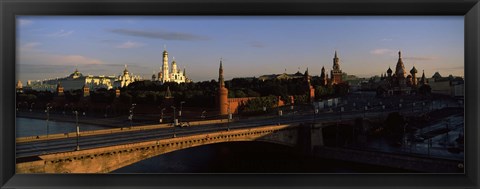 Framed Bridge across a river, Kremlin, Moskva River, Moscow, Russia Print