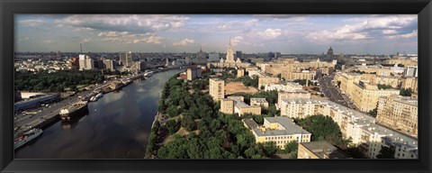 Framed Aerial view of a city, Moscow, Russia Print