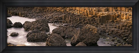 Framed Basalt columns of Giant&#39;s Causeway, Antrim Coast, Northern Ireland. Print