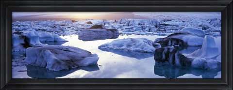 Framed Icebergs on Jokulsarlon lagoon, Vatnajokull Glacier, Iceland. Print