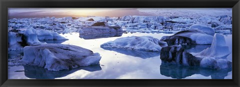 Framed Icebergs on Jokulsarlon lagoon, Vatnajokull Glacier, Iceland. Print