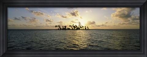 Framed Silhouette of palm trees on an island, Placencia, Laughing Bird Caye, Victoria Channel, Belize Print
