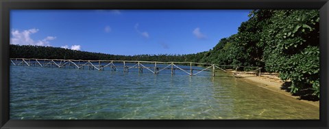 Framed Dock in the sea, Vava&#39;u, Tonga, South Pacific Print