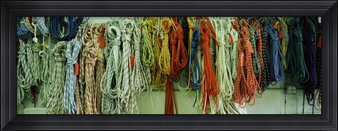 Framed Colorful braided ropes for sailing in a store Print