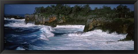 Framed Waves breaking on the coast, Vava&#39;u, Tonga, South Pacific Print