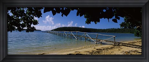 Framed Wooden dock over the sea, Vava&#39;u, Tonga, South Pacific Print