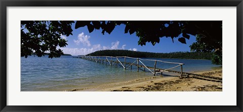 Framed Wooden dock over the sea, Vava&#39;u, Tonga, South Pacific Print