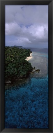 Framed Aerial view of a coastline, Vava&#39;u, Tonga, South Pacific Print