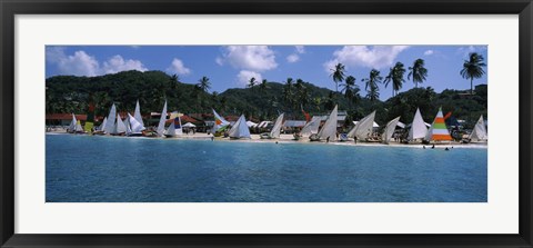 Framed Sailboats on the beach, Grenada Sailing Festival, Grand Anse Beach, Grenada Print