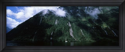 Framed Low angle view of a mountain, Milford Sound, Fiordland, South Island, New Zealand Print