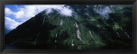 Framed Low angle view of a mountain, Milford Sound, Fiordland, South Island, New Zealand Print