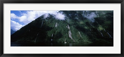 Framed Low angle view of a mountain, Milford Sound, Fiordland, South Island, New Zealand Print