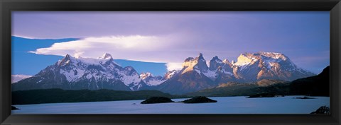 Framed Clouds over snow covered mountains, Towers Of Paine, Torres Del Paine National Park, Patagonia, Chile Print