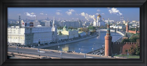 Framed Buildings at the waterfront, Moskva River, Moscow, Russia Print