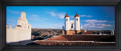 Framed High angle view of a city, San Felipe Neri convent, Church Of La Merced, Sucre, Bolivia Print