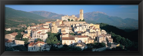 Framed High angle view of a town, Goriano Sicoli, L&#39;Aquila Province, Abruzzo, Italy Print