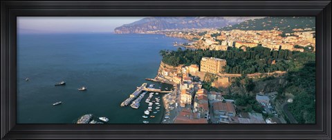 Framed High angle view of a town at the coast, Sorrento, Naples, Campania, Italy Print