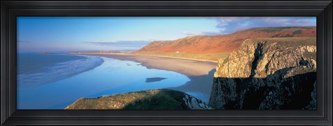 Framed Cliffs on the beach, Worms Head, Rhossili, Wales Print