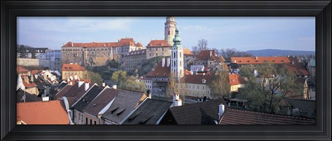 Framed High angle view of a town, Cesky Krumlov, South Bohemian Region, Czech Republic Print