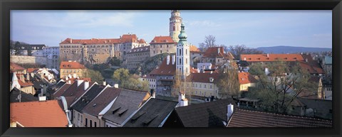 Framed High angle view of a town, Cesky Krumlov, South Bohemian Region, Czech Republic Print