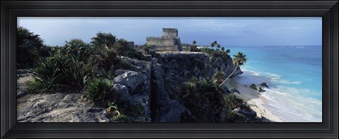 Framed Castle on a cliff, El Castillo, Tulum, Yucatan, Mexico Print