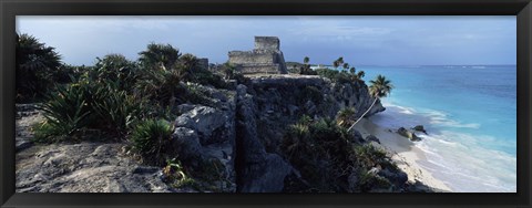 Framed Castle on a cliff, El Castillo, Tulum, Yucatan, Mexico Print