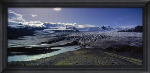 Framed Glaciers in a lake, Vatnajokull, Fjallsarlon, Jokulsarlon Lagoon, Iceland Print
