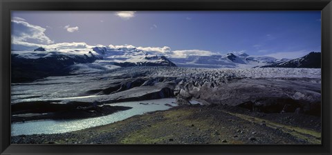 Framed Glaciers in a lake, Vatnajokull, Fjallsarlon, Jokulsarlon Lagoon, Iceland Print