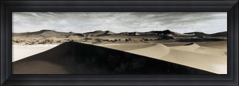 Framed Sand dunes in a desert, Namib Desert, Namibia Print