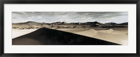 Framed Sand dunes in a desert, Namib Desert, Namibia Print