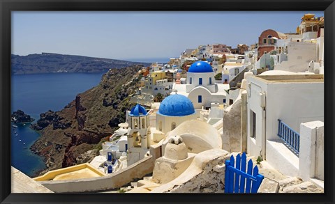 Framed High angle view of a church, Oia, Santorini, Cyclades Islands, Greece Print