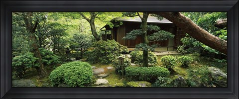 Framed Temple in a garden, Yuzen-En Garden, Chion-In, Higashiyama Ward, Kyoto, Kyoto Prefecture, Kinki Region, Honshu, Japan Print