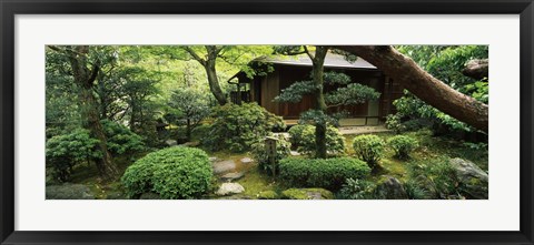 Framed Temple in a garden, Yuzen-En Garden, Chion-In, Higashiyama Ward, Kyoto, Kyoto Prefecture, Kinki Region, Honshu, Japan Print