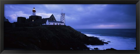 Framed Lighthouse at the seaside, Pointe Saint Mathieu, Finistere, Brittany, France Print