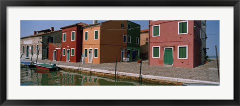 Framed Houses along a canal, Burano, Venice, Veneto, Italy Print