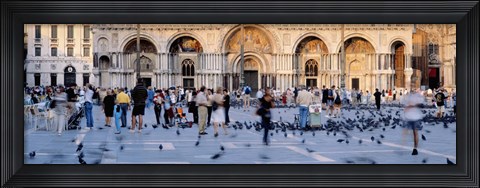 Framed Tourists in front of a cathedral, St. Mark&#39;s Basilica, Piazza San Marco, Venice, Italy Print
