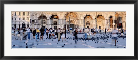 Framed Tourists in front of a cathedral, St. Mark&#39;s Basilica, Piazza San Marco, Venice, Italy Print