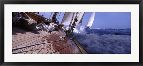 Framed Sailboats in the sea, Antigua, Antigua and Barbuda Print