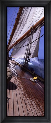 Framed Sailboat in the sea, Antigua (vertical) Print