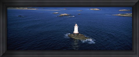 Framed Aerial view of a light house, Sakonnet Point Lighthouse, Little Compton, Rhode Island, USA Print