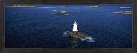Framed Aerial view of a light house, Sakonnet Point Lighthouse, Little Compton, Rhode Island, USA Print