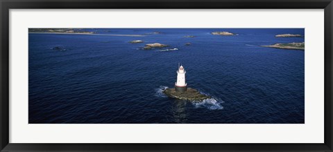 Framed Aerial view of a light house, Sakonnet Point Lighthouse, Little Compton, Rhode Island, USA Print