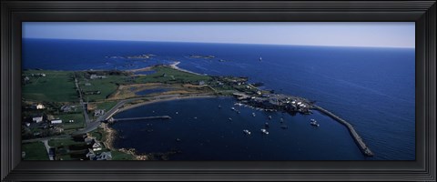 Framed Sakonnet Point Lighthouse in the distance, Little Compton, Rhode Island, USA Print