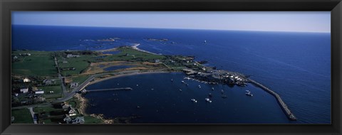 Framed Sakonnet Point Lighthouse in the distance, Little Compton, Rhode Island, USA Print