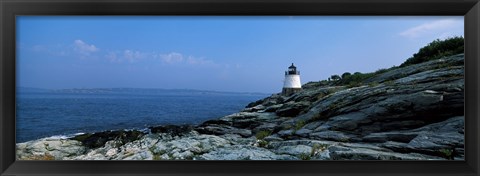 Framed Castle Hill Lighthouse at the seaside, Newport, Newport County, Rhode Island, USA Print