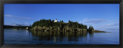 Framed Island in the sea, Bear Island Lighthouse off Mount Desert Island, Maine Print