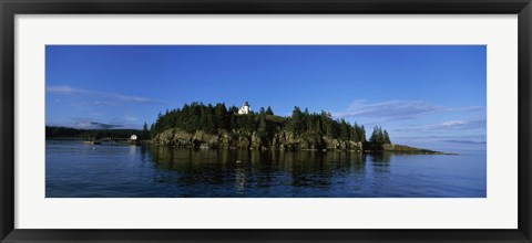 Framed Island in the sea, Bear Island Lighthouse off Mount Desert Island, Maine Print