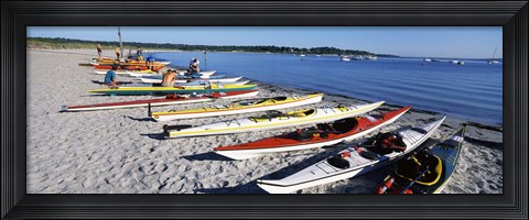 Framed Kayaks on the beach, Third Beach, Sakonnet River, Middletown, Newport County, Rhode Island (horizontal) Print